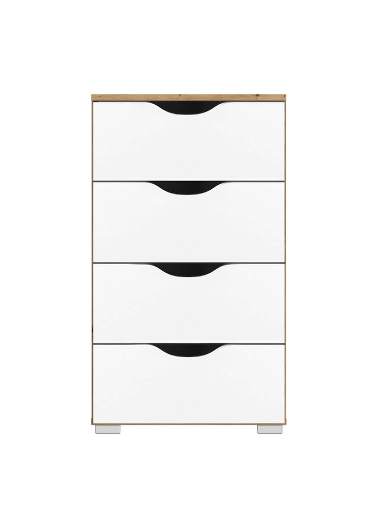 Rauch White/Oak Arnstein Balance Chest of 4 Drawer Drawers - Image 2 of 3