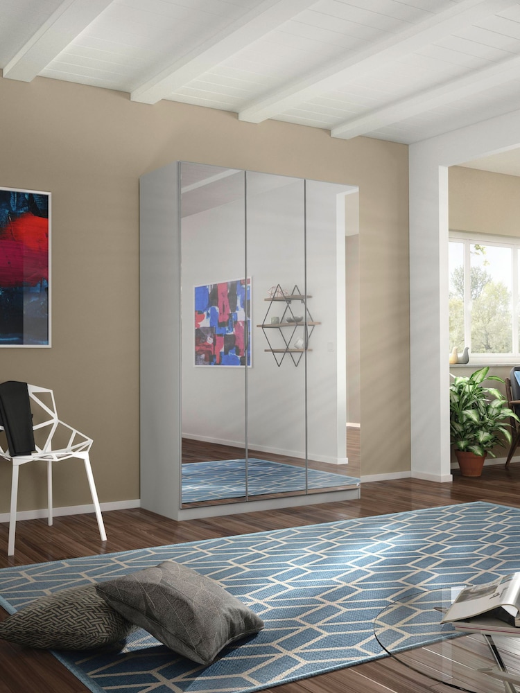 Rauch Silk Grey Cameron Mirror Semi Fitted Triple Wardrobe - Image 1 of 3