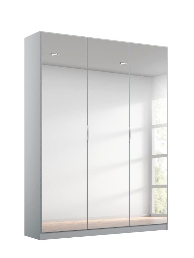 Rauch Silk Grey Cameron Mirror Semi Fitted Triple Wardrobe - Image 2 of 3