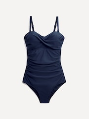 Linzi Navy Blue Capri Bandeau Soft Cupped Tummy Control Swimsuit With Detachable Straps - Image 3 of 6