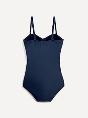 Linzi Navy Blue Capri Bandeau Soft Cupped Tummy Control Swimsuit With Detachable Straps - Image 4 of 6