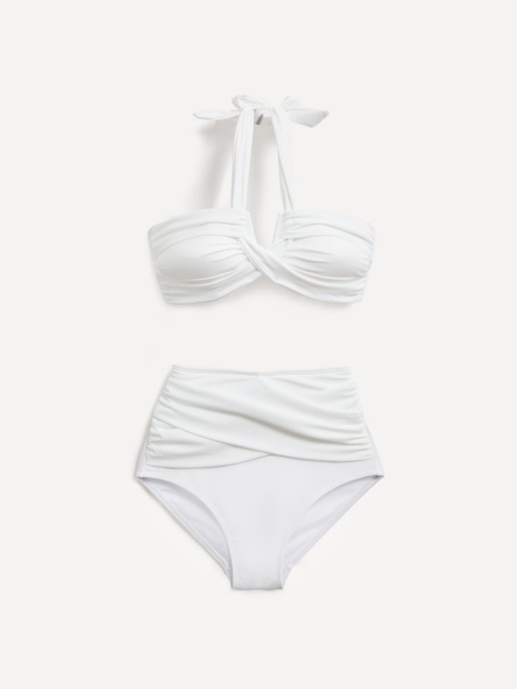 Wit - Linzi - Palma bandeau-bikini met halternek en hoge taille - Image 3 of 5
