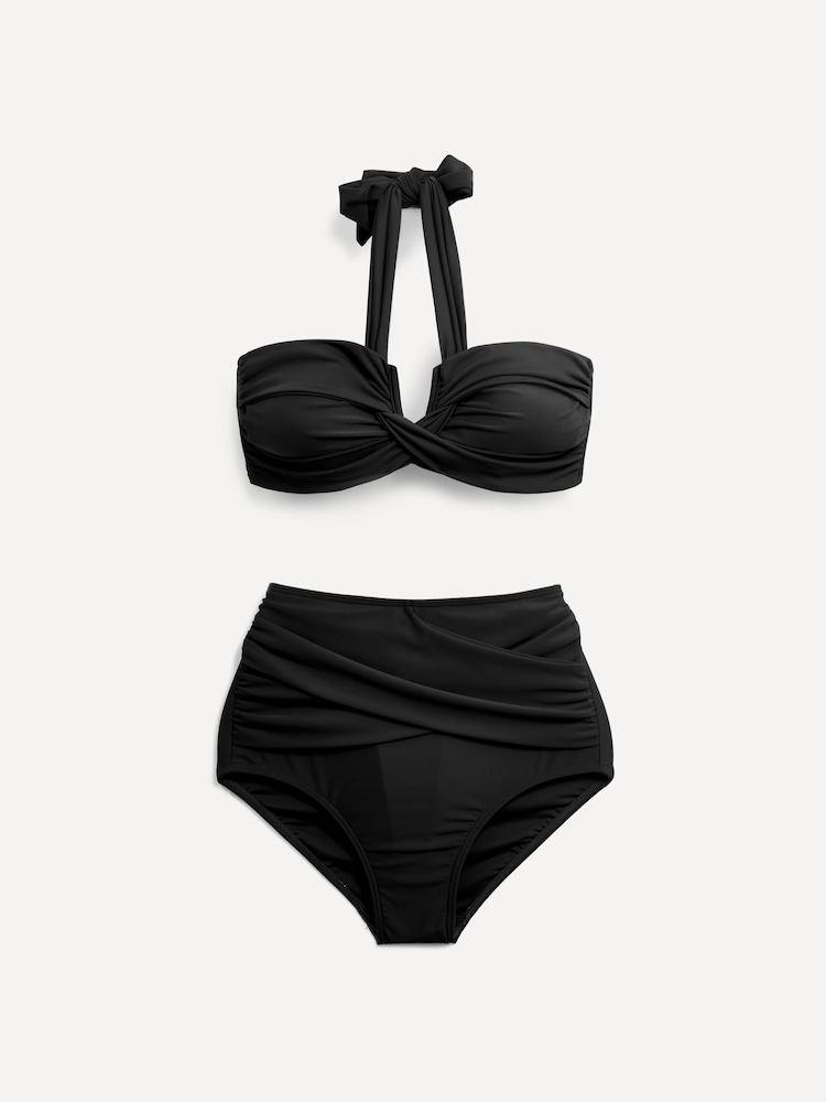 Zwart - Linzi - Palma bandeau-bikini met halternek en hoge taille - Image 3 of 5