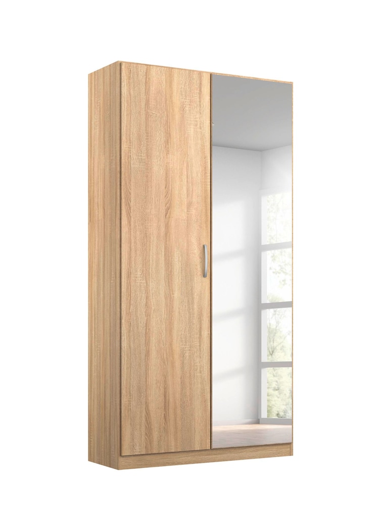Rauch Sonoma Oak Cameron Wood and Mirror Semi Fitted Double Wardrobe - Image 2 of 4