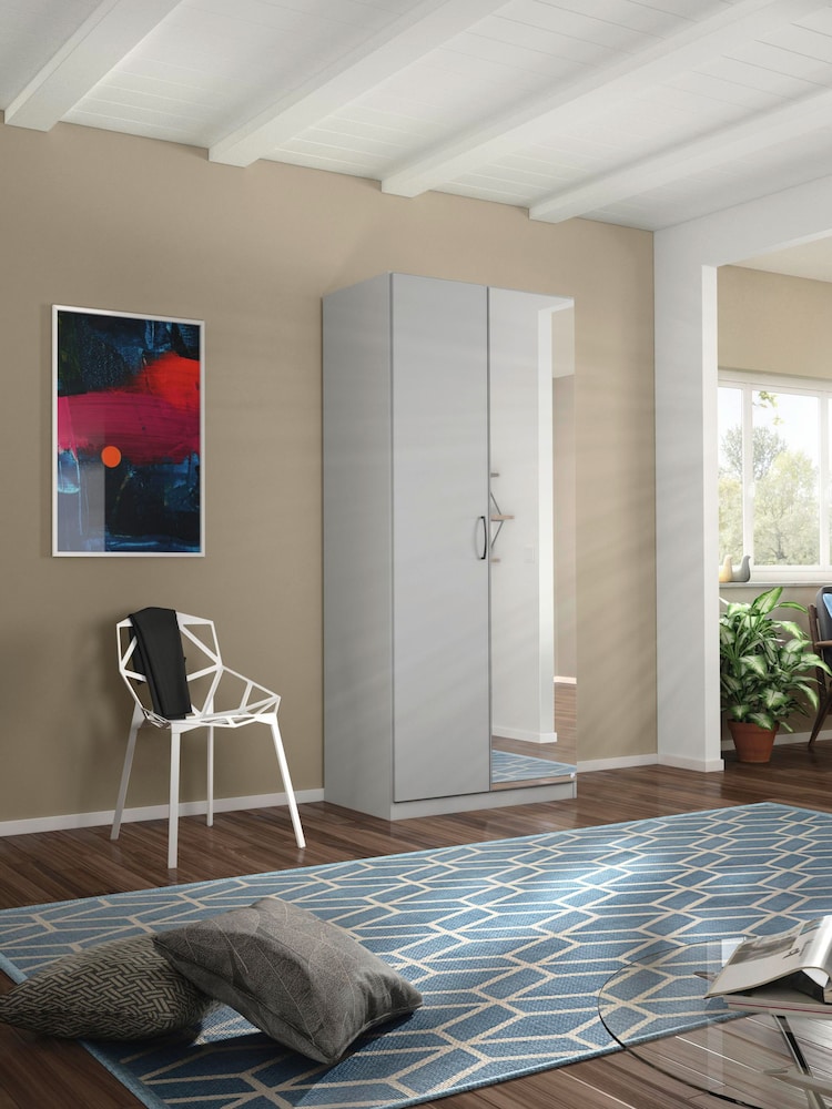 Rauch Silk Grey Cameron Wood and Mirror Semi Double Fitted Wardrobe - Image 1 of 4