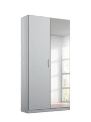 Rauch Silk Grey Cameron Wood and Mirror Semi Double Fitted Wardrobe - Image 2 of 4