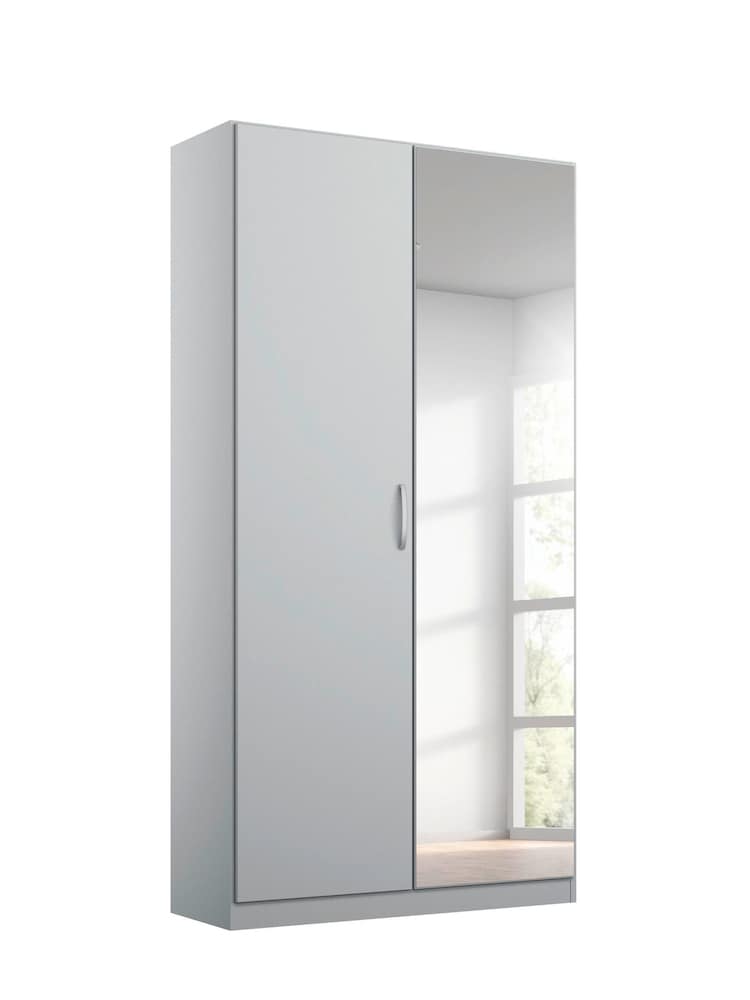 Rauch Silk Grey Cameron Wood and Mirror Semi Double Fitted Wardrobe - Image 2 of 4