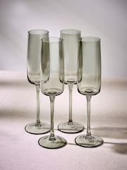Set of 4 Smoke Grey Angular Champagne Flutes - Image 2 of 5