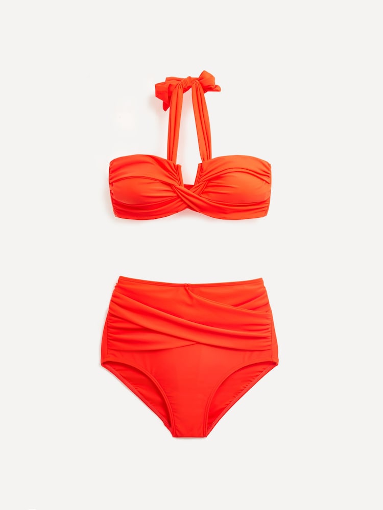 Linzi Orange Palma Bandeau Halter Neck High Rise Bikini - Image 3 of 6