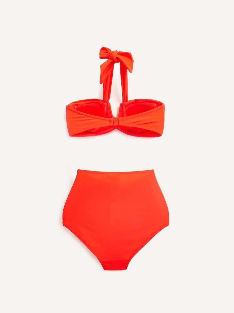 Linzi Orange Palma Bandeau Halter Neck High Rise Bikini - Image 4 of 6