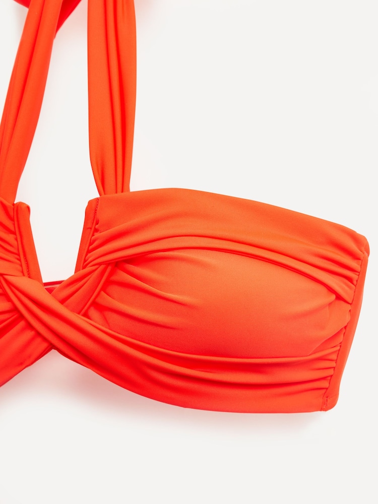 Linzi Orange Palma Bandeau Halter Neck High Rise Bikini - Image 5 of 6