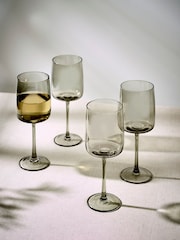 Set of 4 Smoke Grey Angular Wine Glasses - Image 1 of 5