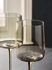 Set of 4 Smoke Grey Angular Wine Glasses - Image 2 of 5
