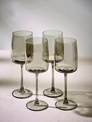 Set of 4 Smoke Grey Angular Wine Glasses - Image 3 of 5
