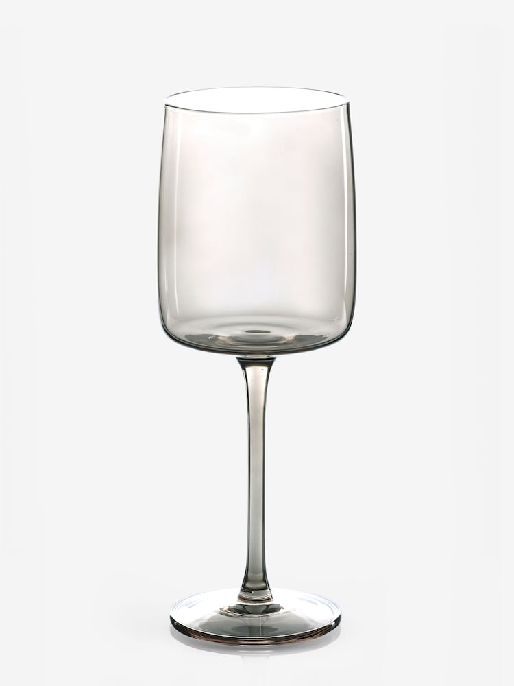 Set of 4 Smoke Grey Angular Wine Glasses - Image 5 of 5