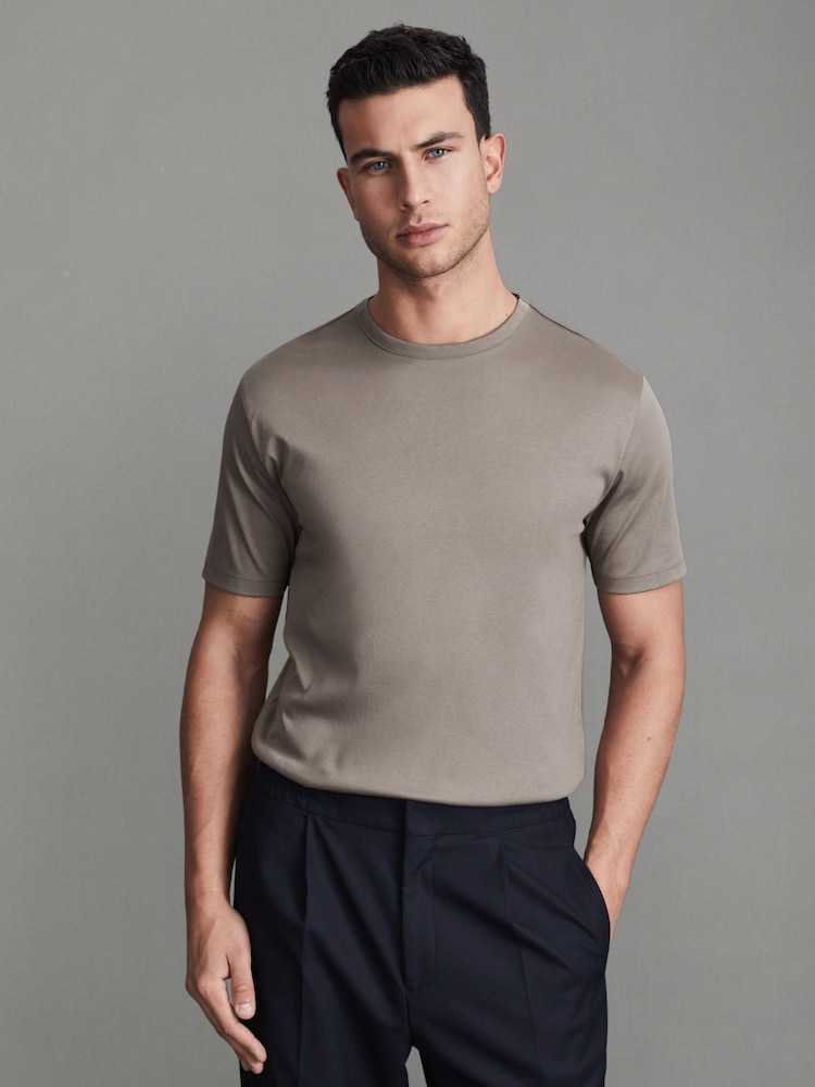 Reiss Cinder Day Mercerised Cotton Crew Neck T-Shirt - Image 1 of 5