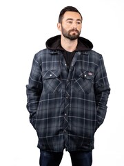 Dickies Blue Fleece Hood Flannel Shirt 100% Cotton Jacket - Image 1 of 5