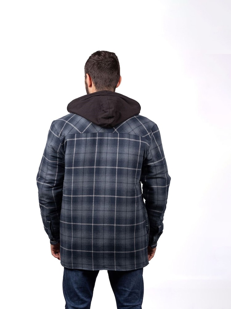 Dickies Blue Fleece Hood Flannel Shirt 100% Cotton Jacket - Image 2 of 5