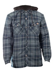 Dickies Blue Fleece Hood Flannel Shirt 100% Cotton Jacket - Image 4 of 5