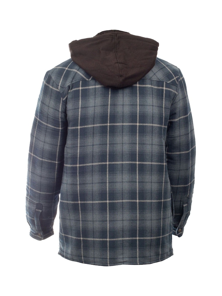 Dickies Blue Fleece Hood Flannel Shirt 100% Cotton Jacket - Image 5 of 5