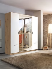 Rauch White/Oak Balance 5 Door 2 Drawer Wood and Mirror Semi Fitted Wardrobe - Image 1 of 6