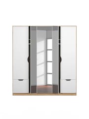 Rauch White/Oak Balance 5 Door 2 Drawer Wood and Mirror Semi Fitted Wardrobe - Image 2 of 6