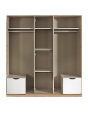Rauch White/Oak Balance 5 Door 2 Drawer Wood and Mirror Semi Fitted Wardrobe - Image 5 of 6