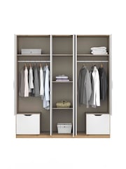 Rauch White/Oak Balance 5 Door 2 Drawer Wood and Mirror Semi Fitted Wardrobe - Image 6 of 6