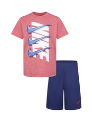 Nike Blue Dri-Fit T-Shirt And Shorts Set - Image 1 of 2