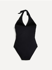 Linzi Black Paros Halterneck Tummy Control Ruched Swimsuit - Image 4 of 6