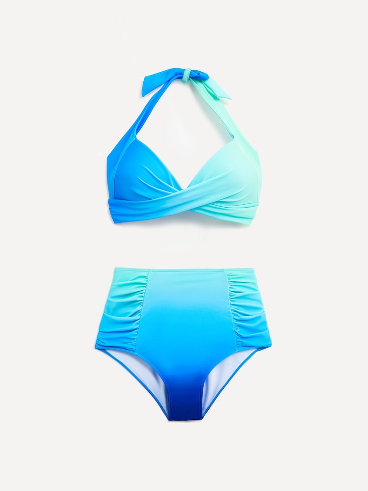 Bleu/vert - Linzi Amalfi - Ensemble de bikinis taille haute à bonnets moulés - Image 5 of 9
