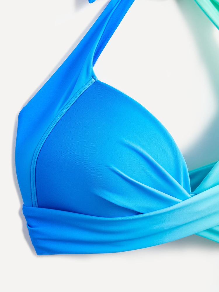 Bleu/vert - Linzi Amalfi - Ensemble de bikinis taille haute à bonnets moulés - Image 6 of 9