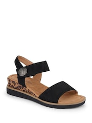 Pavers Black Leopard Cushioned Touch-Fasten Sandals - Image 2 of 5