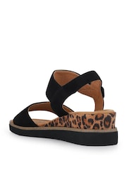 Pavers Black Leopard Cushioned Touch-Fasten Sandals - Image 3 of 5