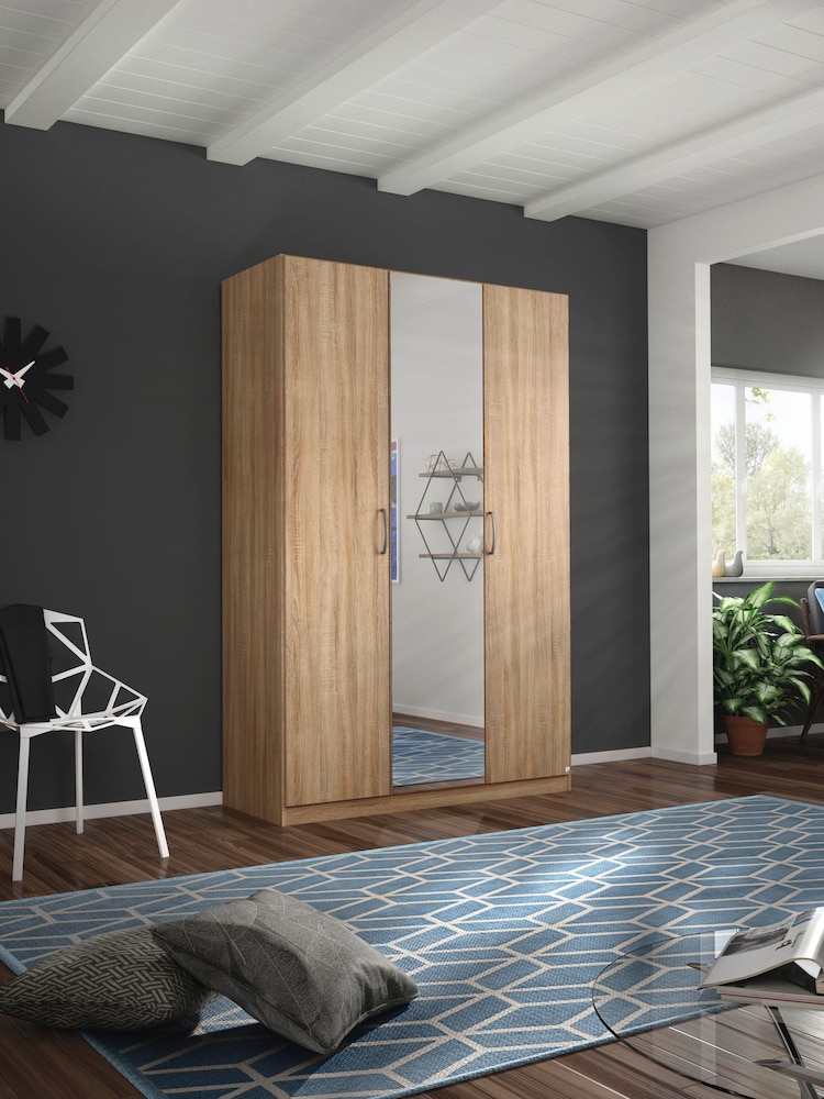 Rauch Sonoma Oak Cameron Wood and Mirror Semi Triple Fitted Wardrobe - Image 1 of 3