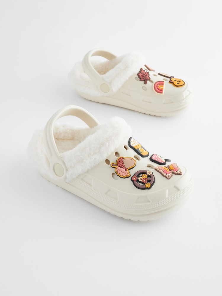 Neutral Pumpkin Badge Faux Fur Lined Clog Slippers - Image 1 of 8 Neutral Pumpkin Badge Faux Fur Lined Clog Slippers - Image 1 of 8