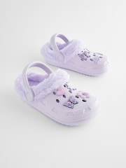 Purple Butterfly Faux Fur Lined Clog Slippers - Image 1 of 8