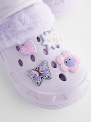 Purple Butterfly Faux Fur Lined Clog Slippers - Image 7 of 8