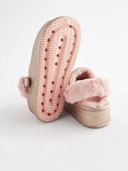 Rose Gold Metallic Faux Fur Lined Chunky Clog Slippers - Image 3 of 5