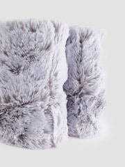 Grey Faux Fur Warm Lined Boot Slippers - Image 3 of 5