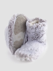 Grey Faux Fur Warm Lined Boot Slippers - Image 4 of 5