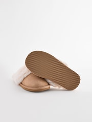 Tan Brown Faux Faur Lined Mule Slippers - Image 4 of 6