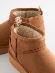 Tan Brown Warm Lined Flatform Boot Slippers - Image 4 of 5