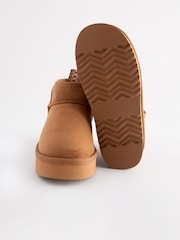 Tan Brown Warm Lined Flatform Boot Slippers - Image 5 of 5