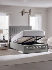Soft Velvet Mid Grey Ruby Upholstered Ottoman Storage Bed Frame - Image 3 of 9