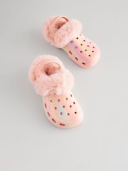 Marble Pink Faux Fur Lined Clog Slippers - Image 1 of 5