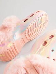 Marble Pink Faux Fur Lined Clog Slippers - Image 5 of 5