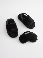 Черный искусственный мех - Slippers and Eye Mask Set - Изображение 1 из 5