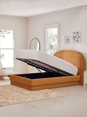 Soft Velvet Caramel Arlo Upholstered Ottoman Storage Bed Frame - Image 3 of 9