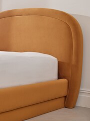 Soft Velvet Caramel Arlo Upholstered Ottoman Storage Bed Frame - Image 5 of 9